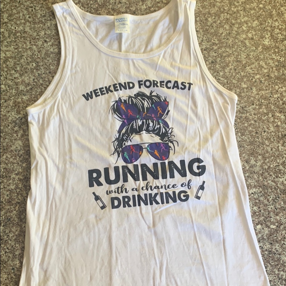 White Graphic runner Tank Top